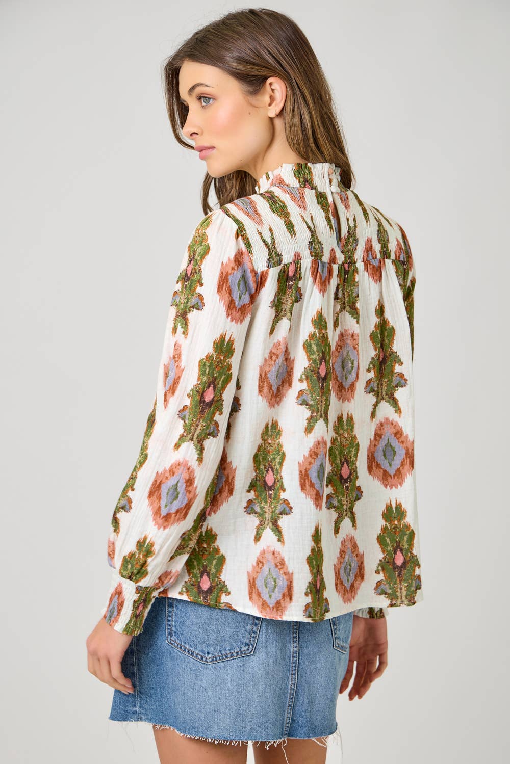 Mae Smock Yoke Printed Blouse