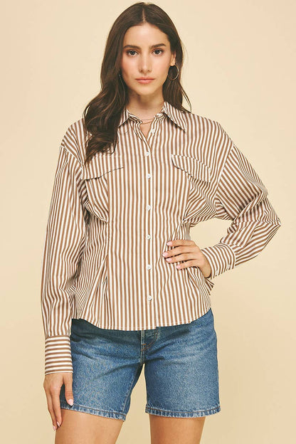 STRIPE TUCKED BUTTON DOWN SHIRTS - 6535T