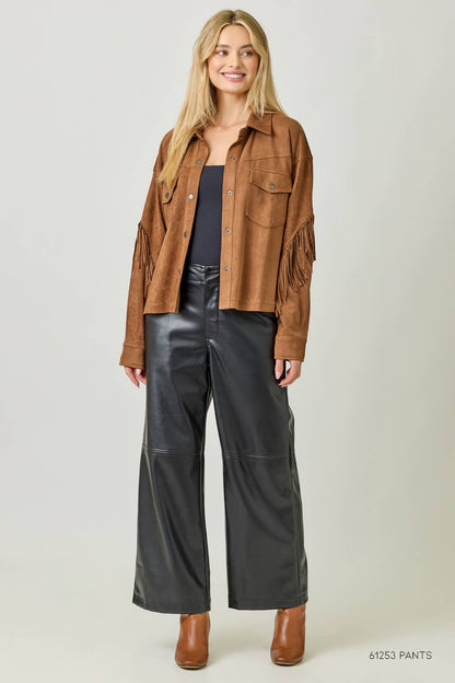 Silas Fringe Back Detail Suede Shirt Jacket