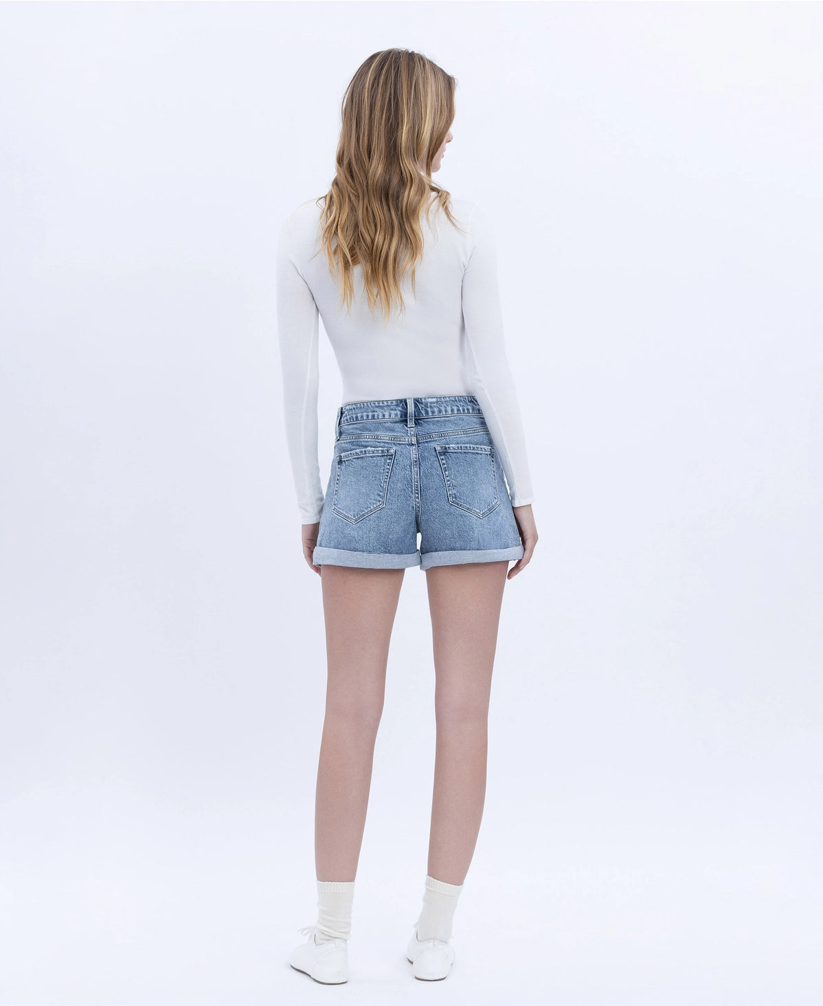 Vervet Rebecca  Tab High Rise Denim Shorts