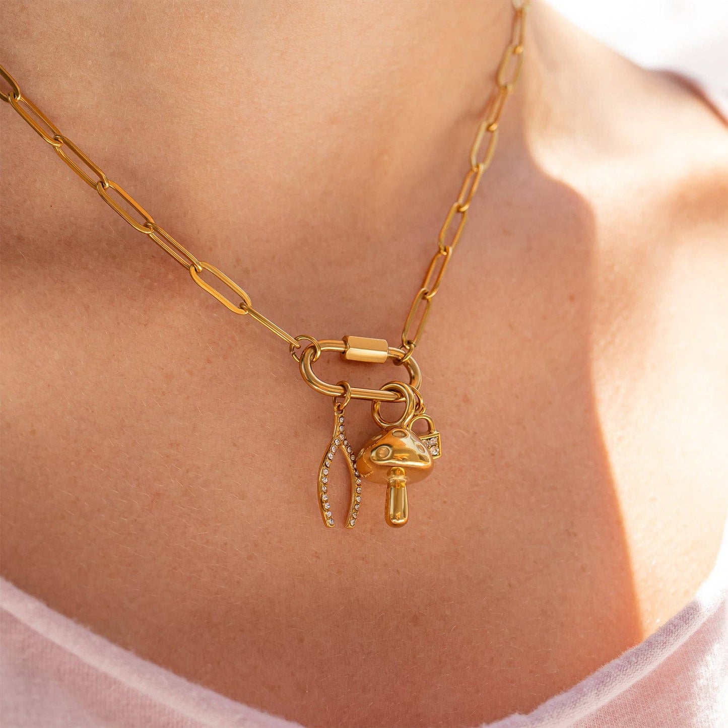 Paperclip Carabiner Charm Necklace
