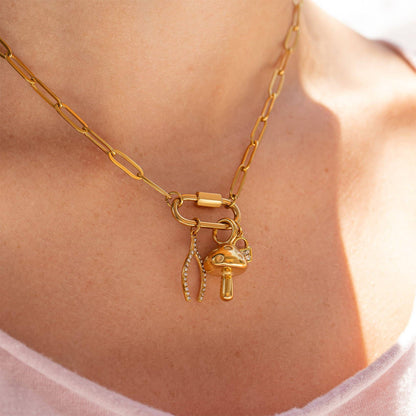 Paperclip Carabiner Charm Necklace