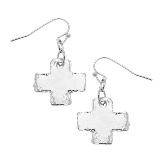 Susan Shaw Mini Square Cross Earrings