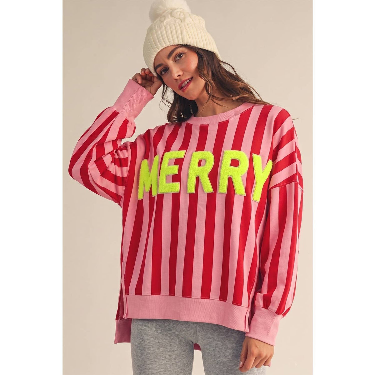 Merry & Bright Striped Sweatshirt