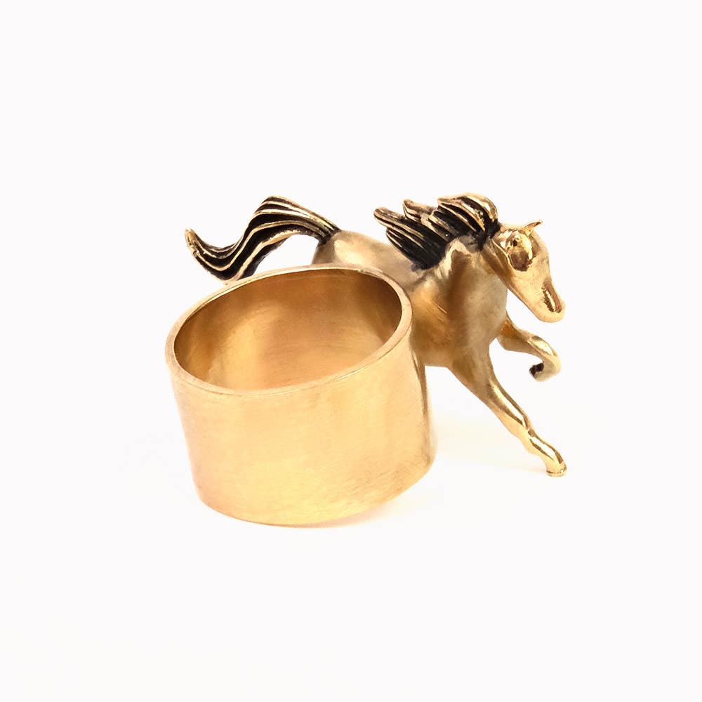 Handker Horses Brass Bandana Slide Ring