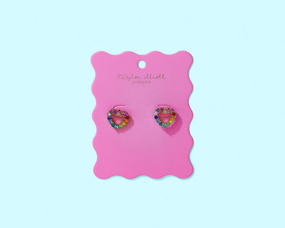Mae Heart Colorful Stud Earrings