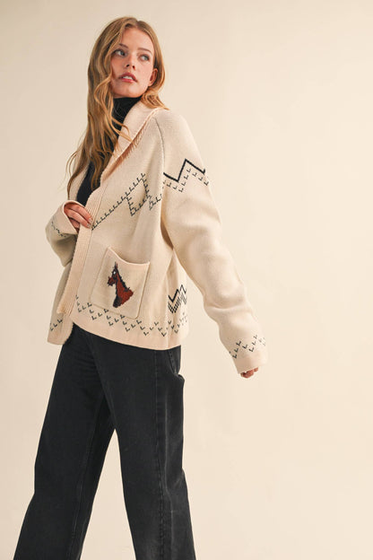 Horse Knit Sweater Cardigan
