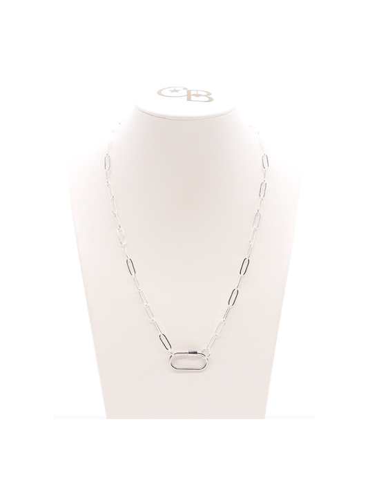 Silver Ashley (Flat) Necklace with Piper Carabiner