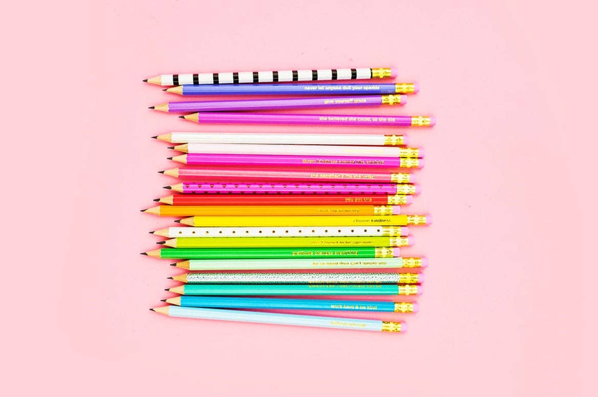 Taylor Elliott Pencil Set - Motivational - Asst Colors - 22 Pcs