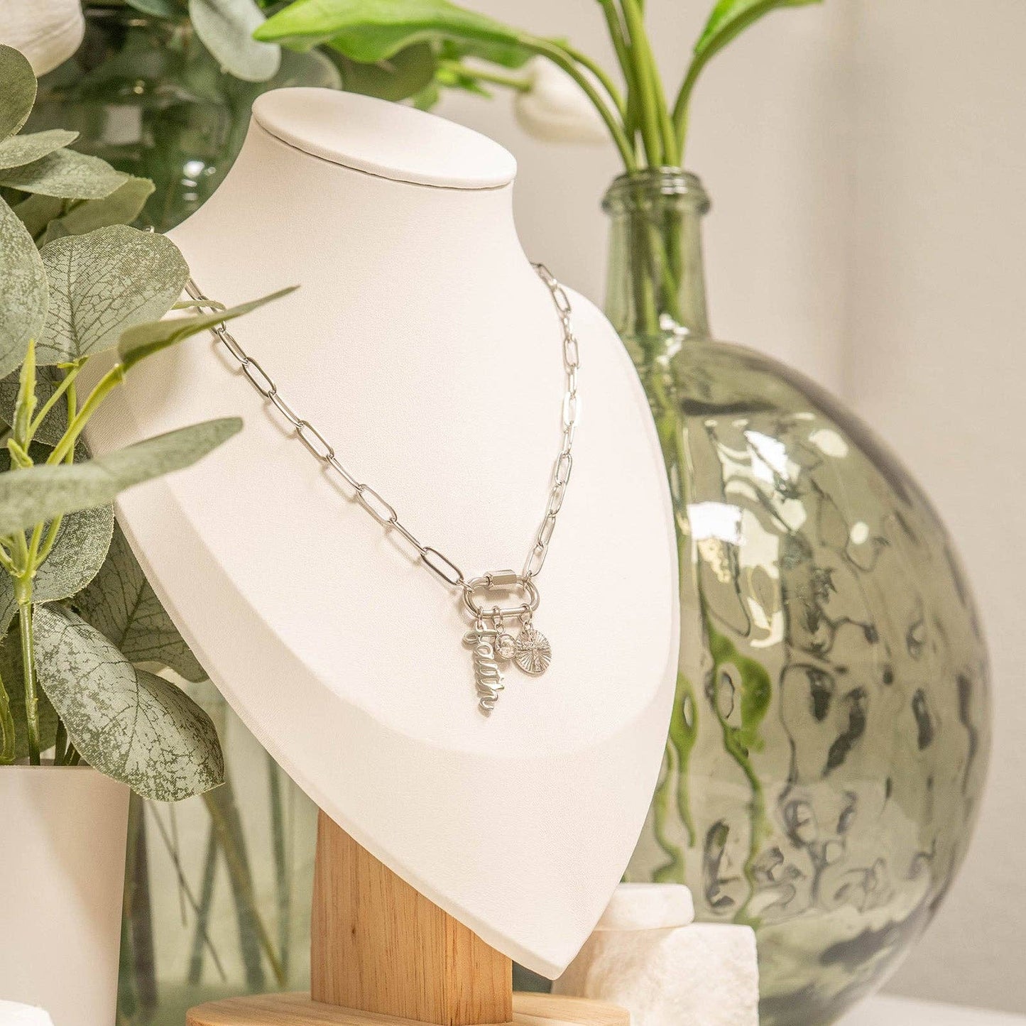 Paperclip Carabiner Charm Necklace
