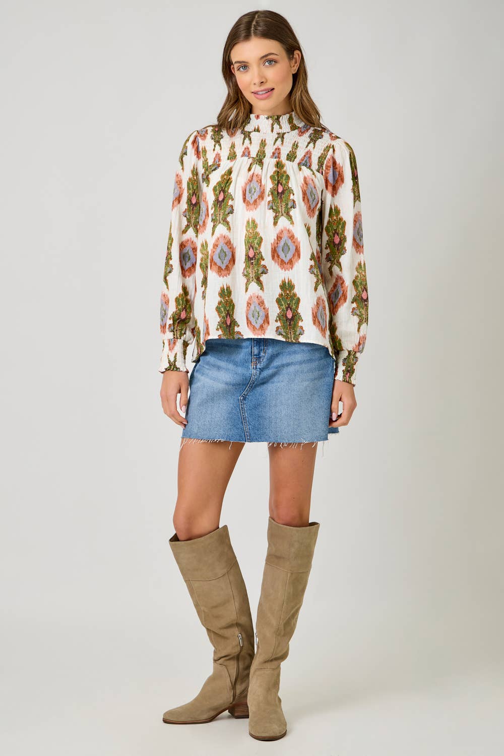 Mae Smock Yoke Printed Blouse