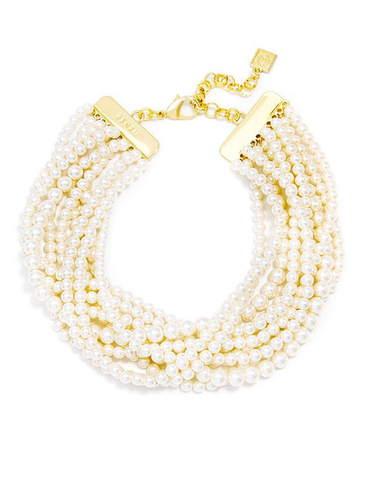 10 Strand Small Pearl Collar Necklace