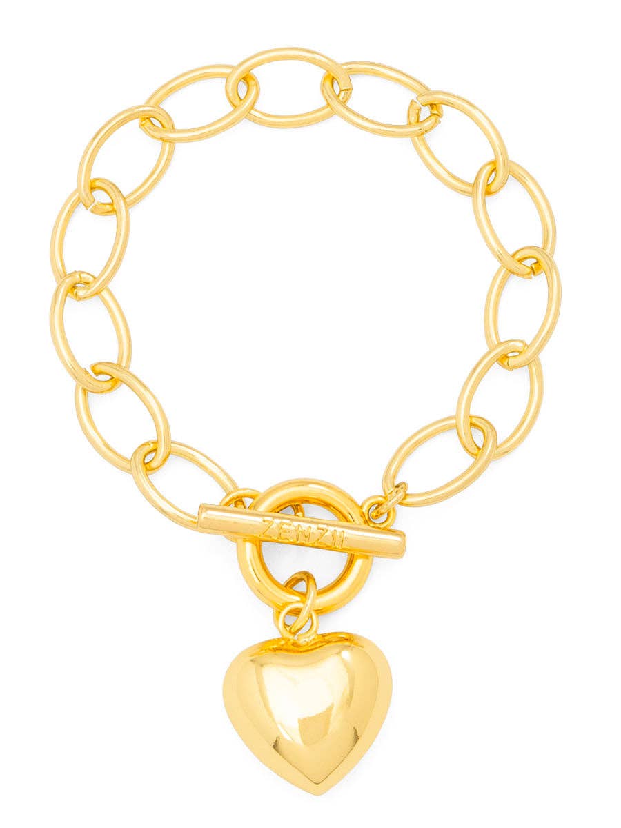 Puffed Heart Oval Links Bracelet