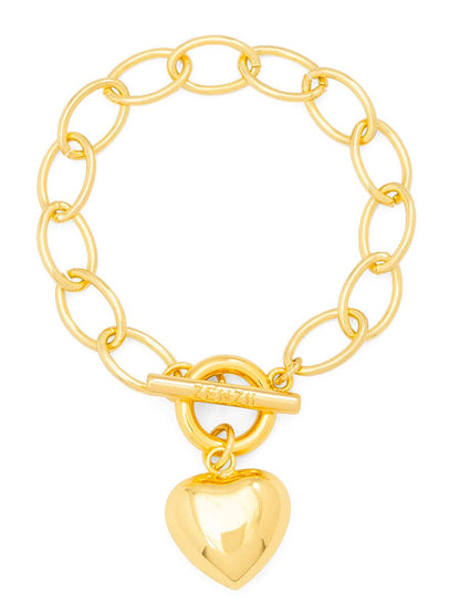 Puffed Heart Oval Links Bracelet