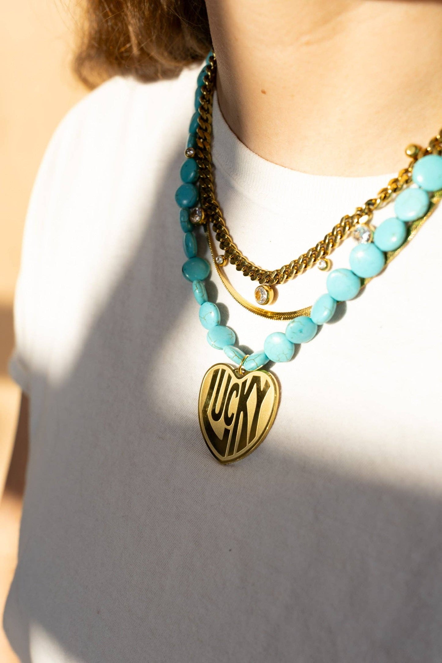 Lucky In Love Stone Necklace - Turquoise