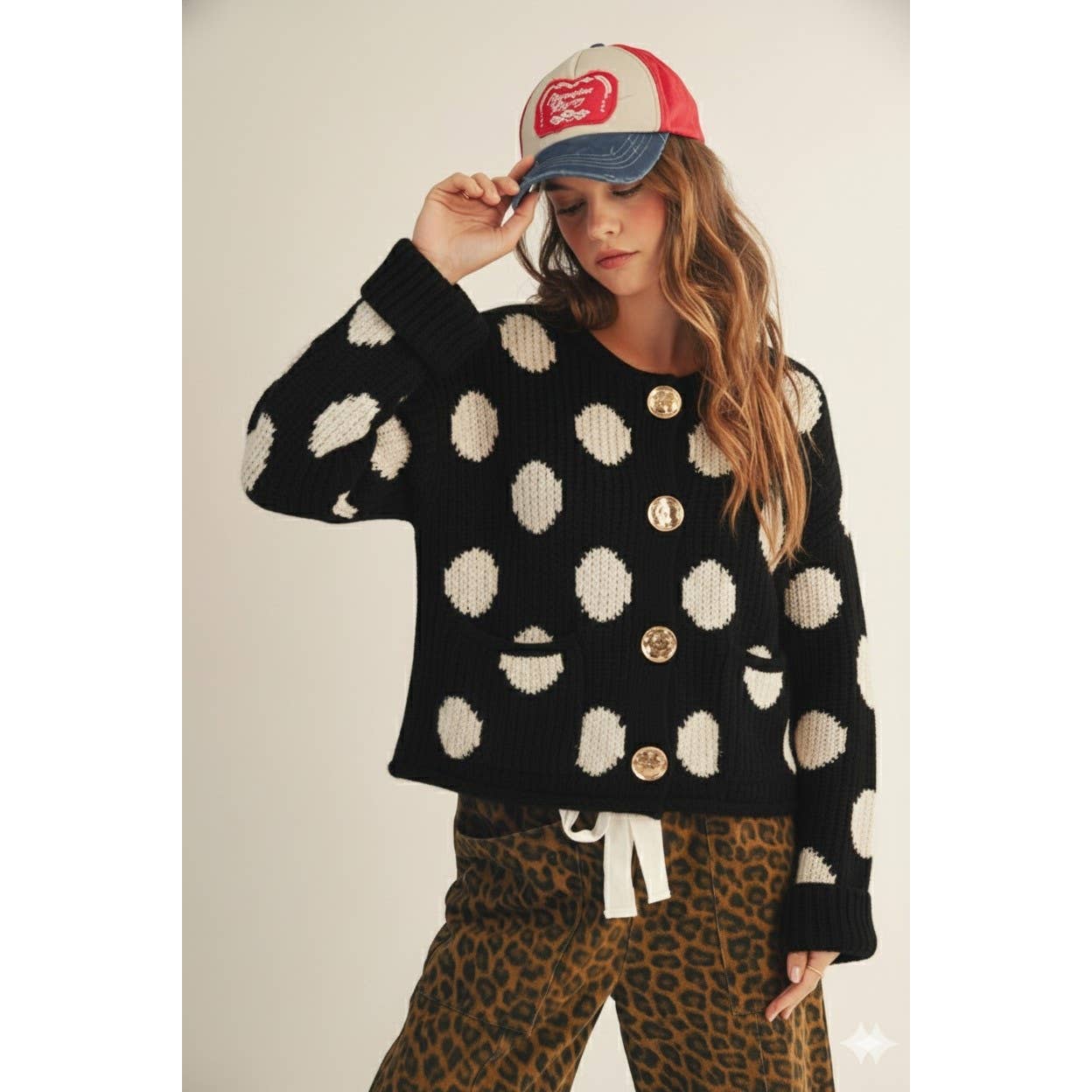 Luxe Vintage Gold Button Front Pocket Cardigan