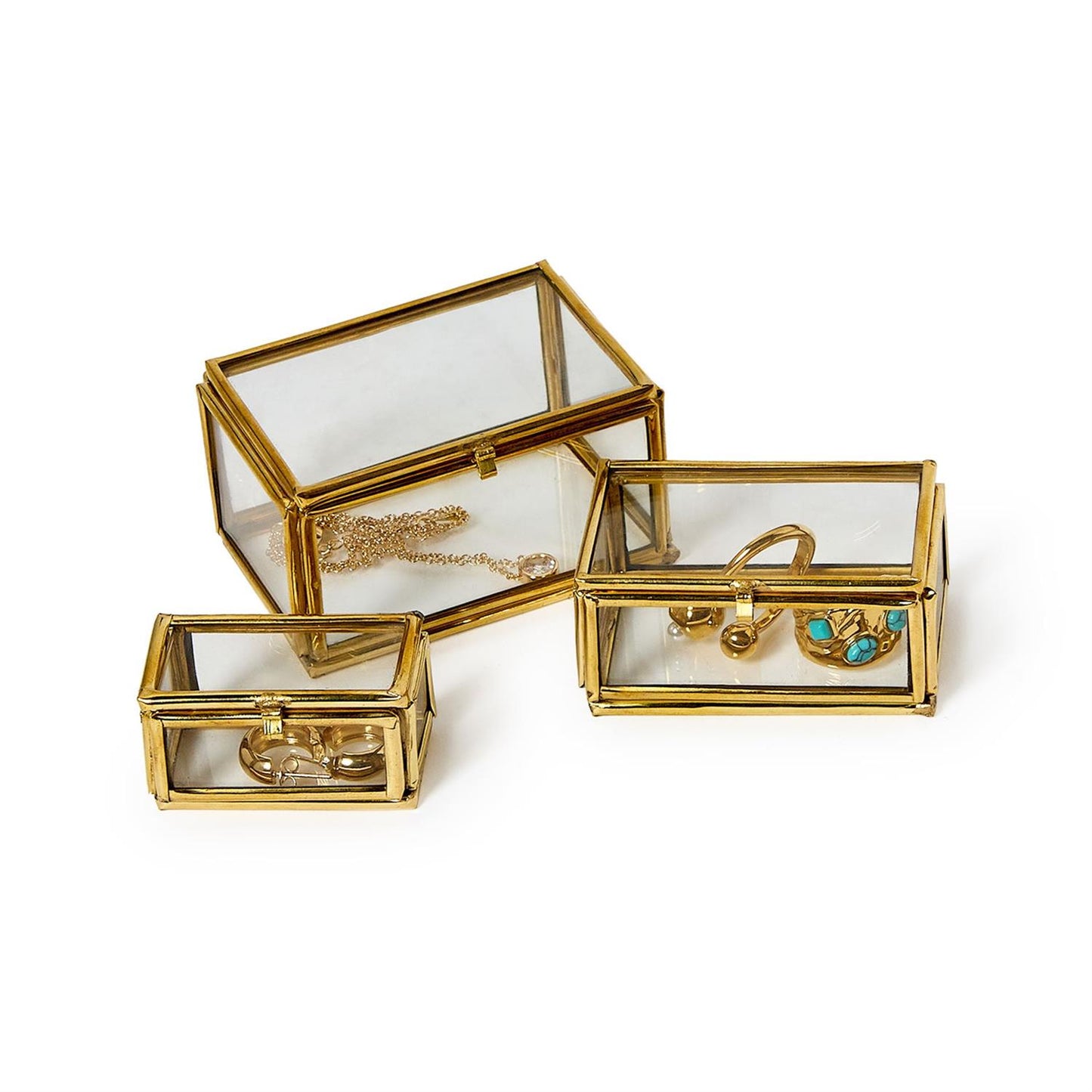 Rectangle Brass and Glass Decorative Trinket Box