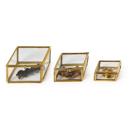 Diamond Brass and Glass Decorative Trinket Box