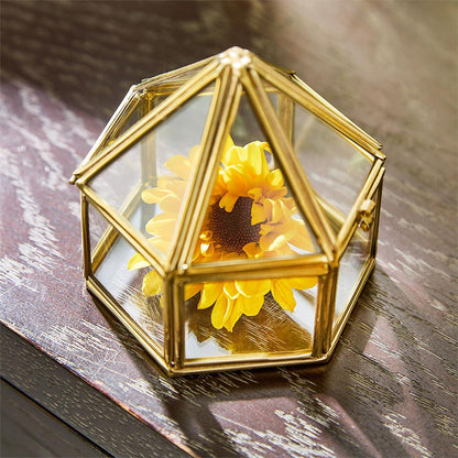 Pyramid Shaped Brass and Glass Decorative Trinket Box