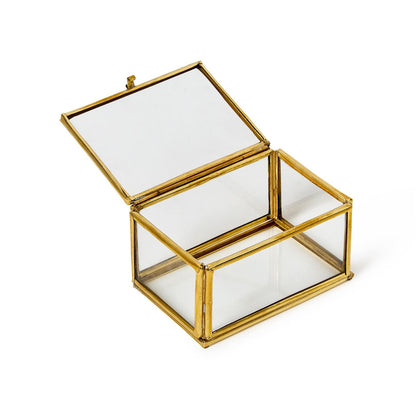 Rectangle Brass and Glass Decorative Trinket Box
