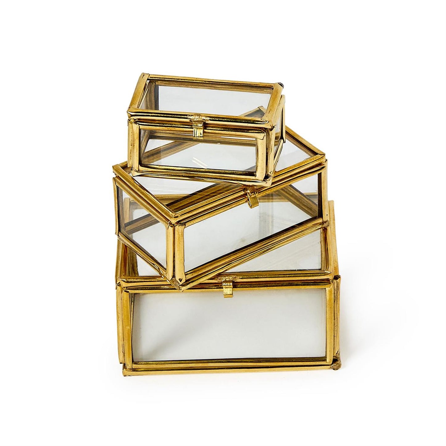 Rectangle Brass and Glass Decorative Trinket Box