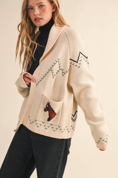 Horse Knit Sweater Cardigan