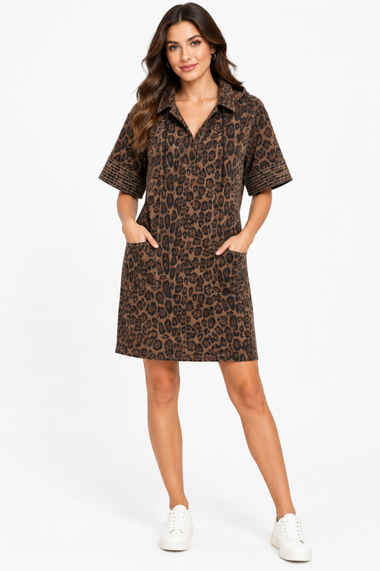 Wild About You Leopard Shirt Dress