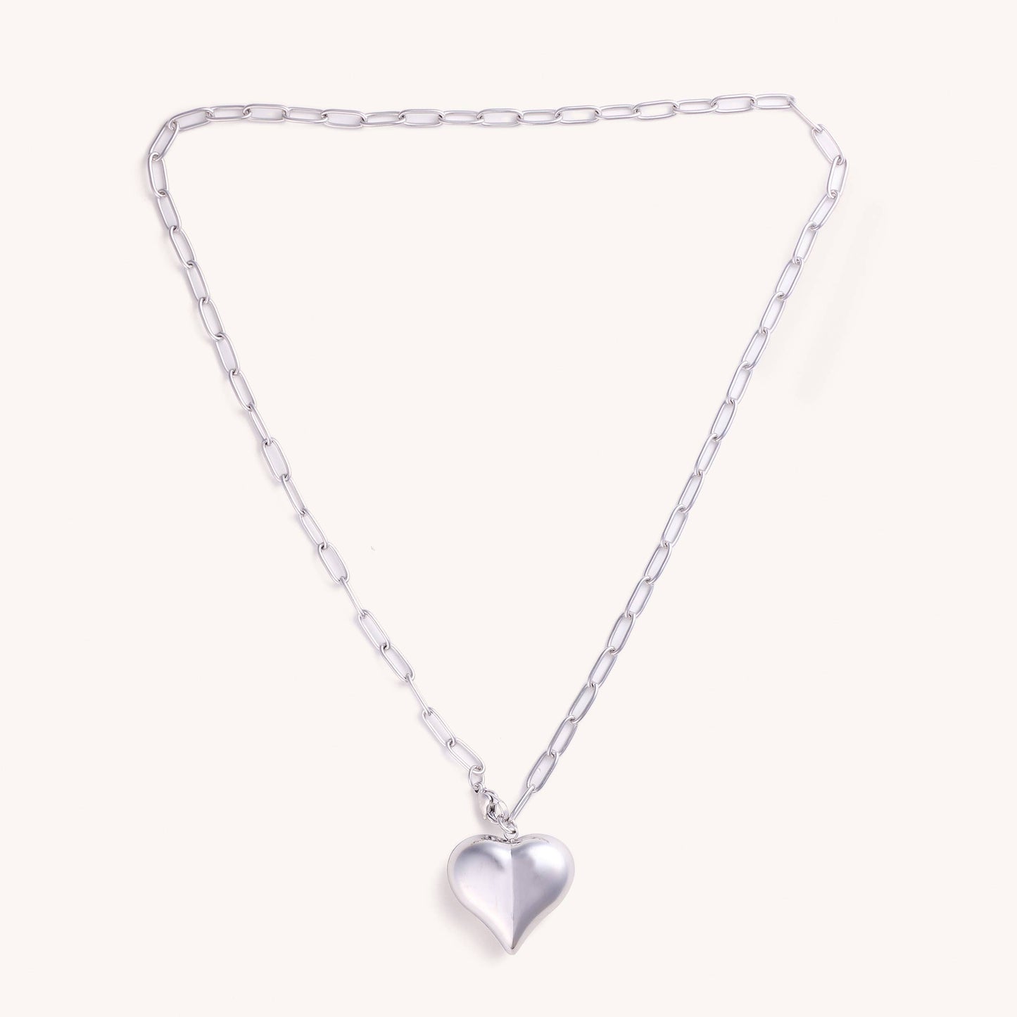 Bubble Heart Chain Necklace- Silver