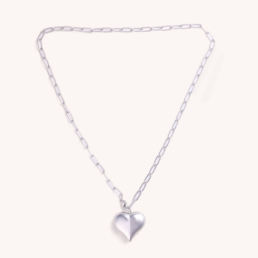 Bubble Heart Chain Necklace- Silver