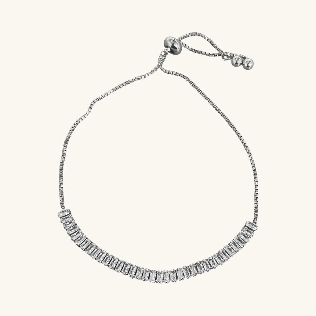 Nikki Smith Silver Baguette Crystal Slider Bracelet