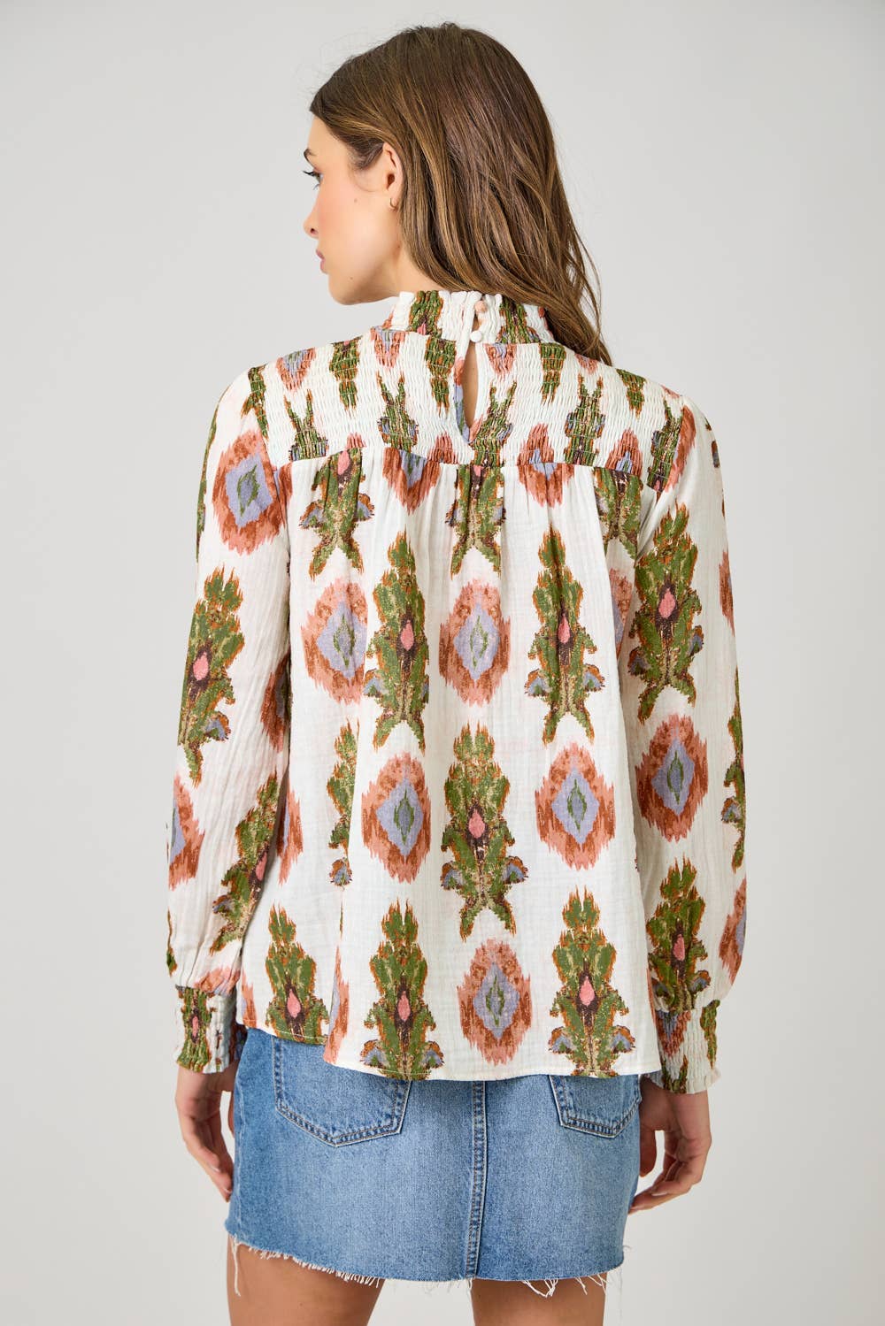 Mae Smock Yoke Printed Blouse