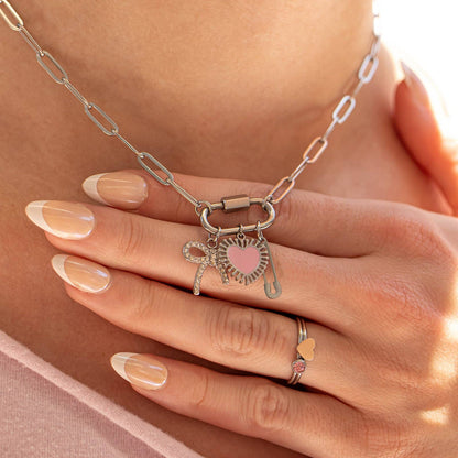 Paperclip Carabiner Charm Necklace