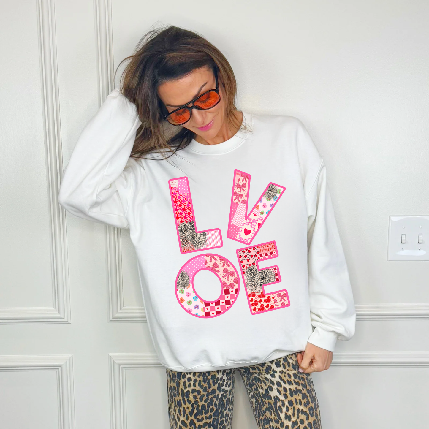 Patchwork Love Adult Sweatshirt