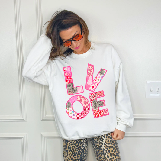 Patchwork Love Adult Sweatshirt
