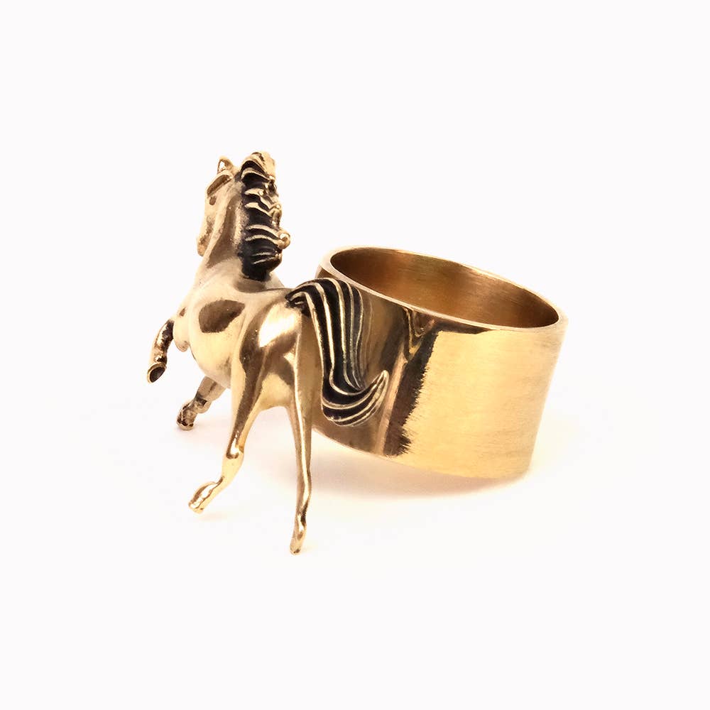Handker Horses Brass Bandana Slide Ring