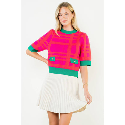 Short Sleeve Pattern Detail Top