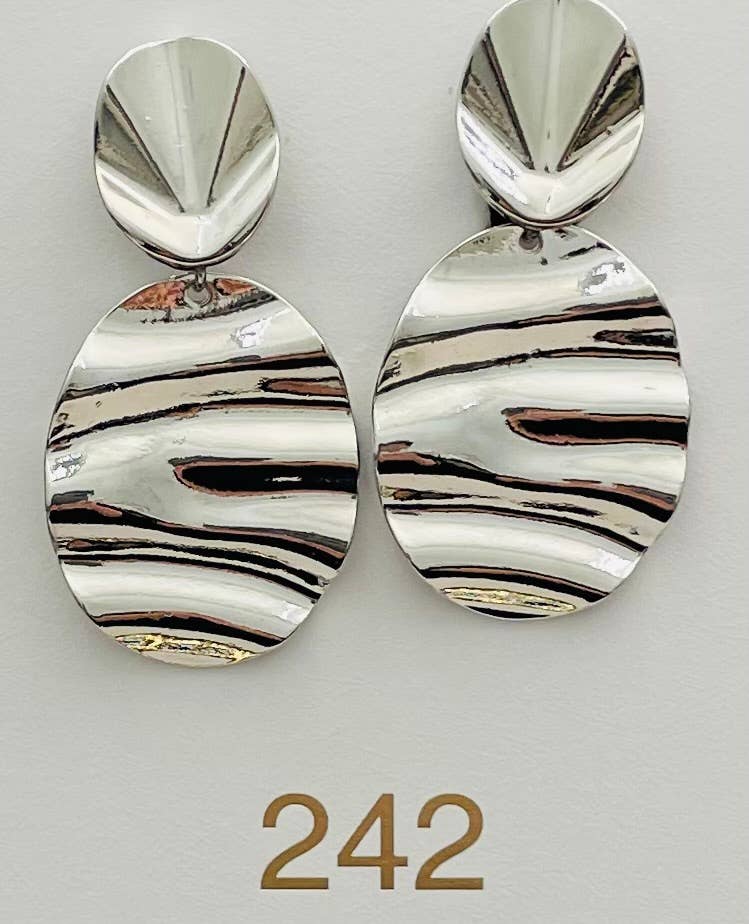 Abstract Wave Clip On Silver Earrings