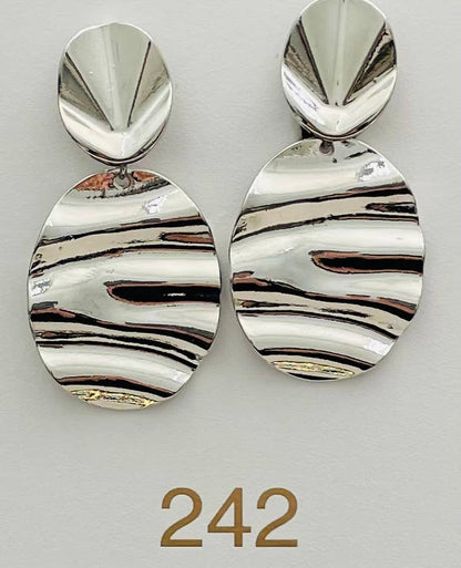 Abstract Wave Clip On Silver Earrings
