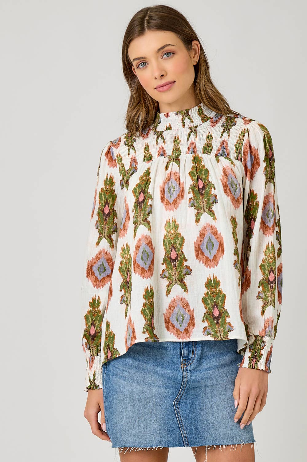 Mae Smock Yoke Printed Blouse