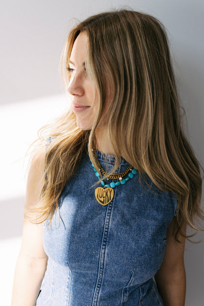 Lucky In Love Stone Necklace - Turquoise