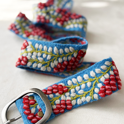 Jenny Krauss Berries on Vine Embroidered Wool Belt