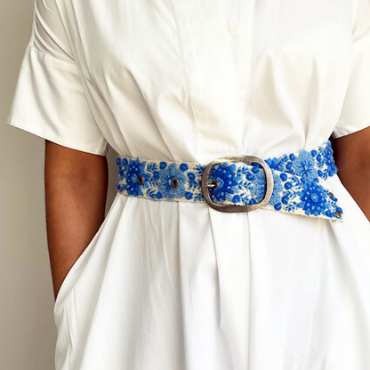 Jenny Krauss Forget-Me-Not Embroidered Wool Belt