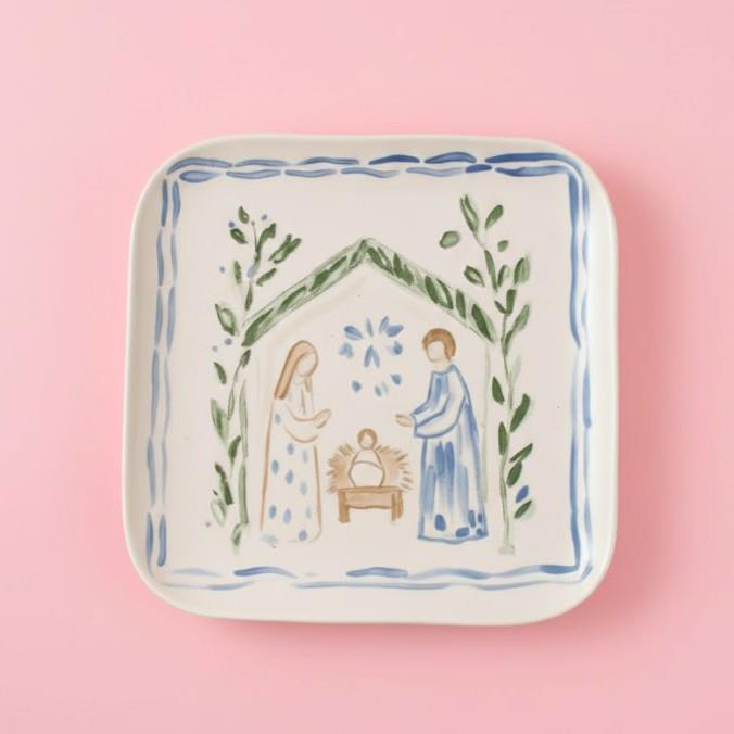 Simple Grace Nativity square plate
