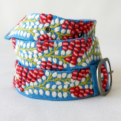 Jenny Krauss Berries on Vine Embroidered Wool Belt