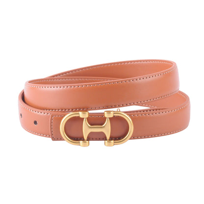 Stitched Clean Leather Belt with Horsebit Buckle