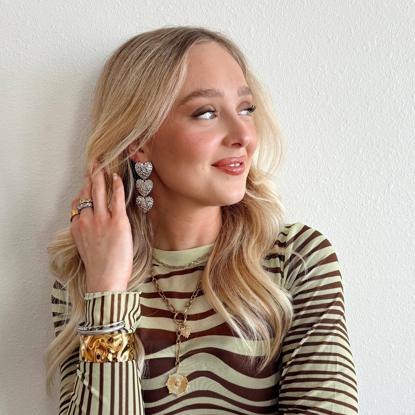 Evian Textured Heart Earrings