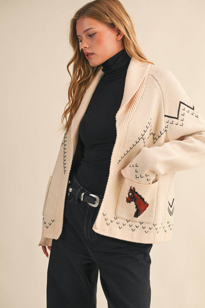 Horse Knit Sweater Cardigan