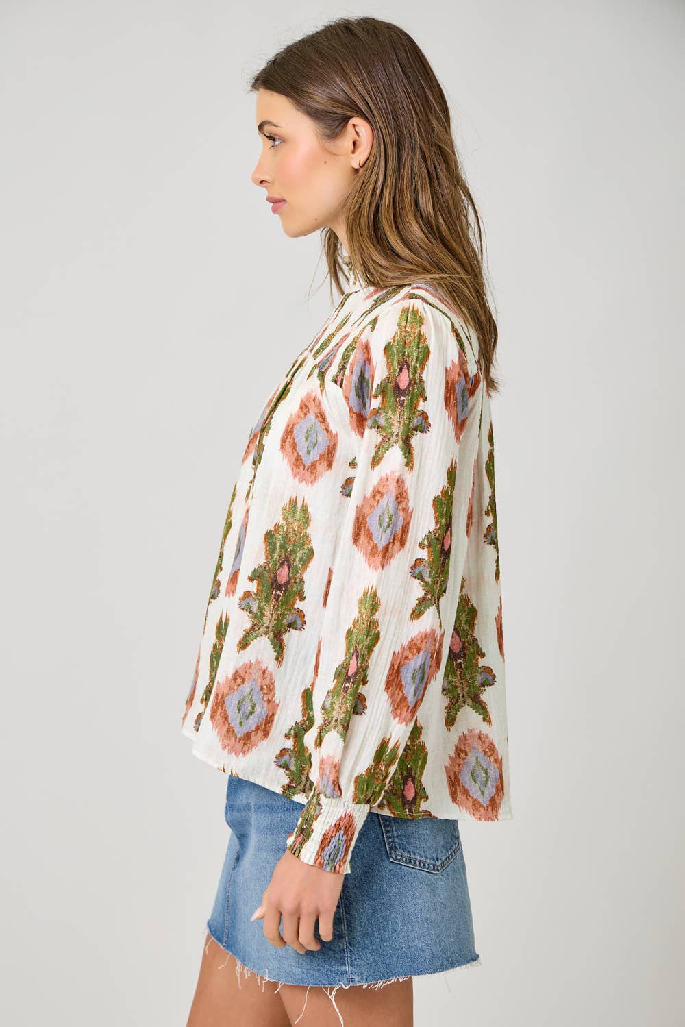 Mae Smock Yoke Printed Blouse