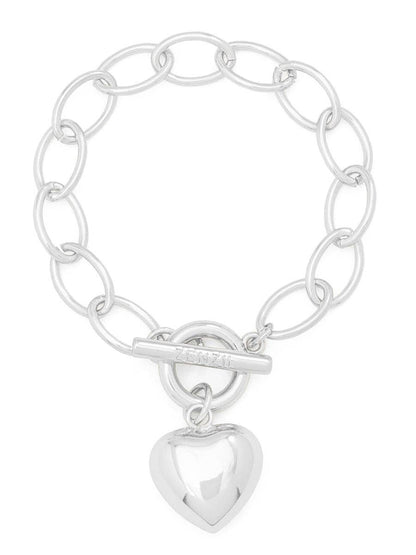 Puffed Heart Oval Links Bracelet