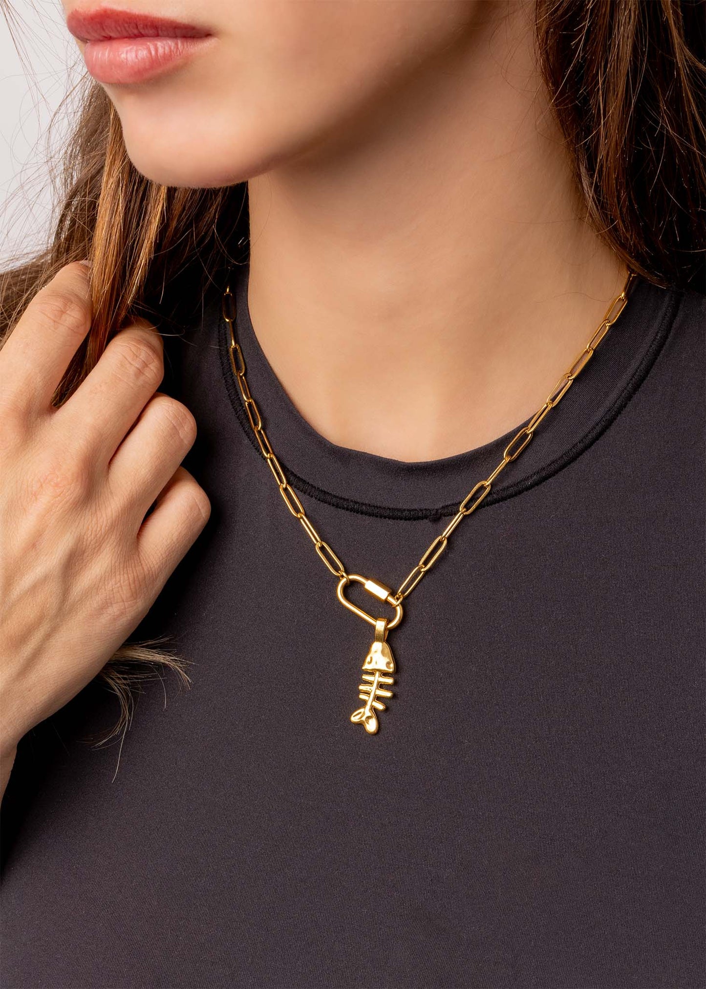 Paperclip Carabiner Charm Necklace